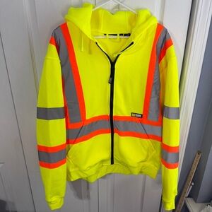 Holmes Workwear Hi Vis neon yellow full zip coat size large